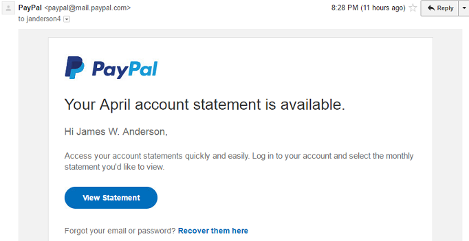 Paypal Phish attempt